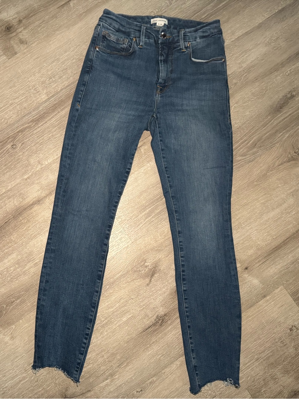 Good American Good Legs Skinny Jeans Chew Hem Blue611 Size 4 27 High Rise